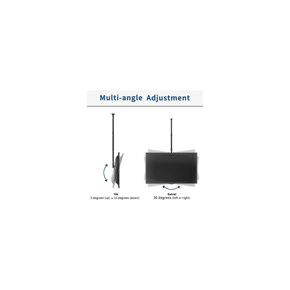 Support Télévision Mural Support De Montage pour Téléviseur Au Plafond Réglable, s'adapte À La Plupart des Écrans LCD 32-60", In