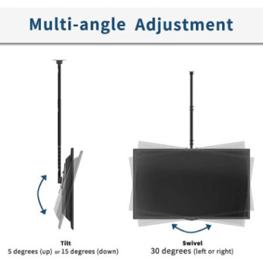 Support Télévision Mural Support De Montage pour Téléviseur Au Plafond Réglable, s'adapte À La Plupart des Écrans LCD 32-60", In