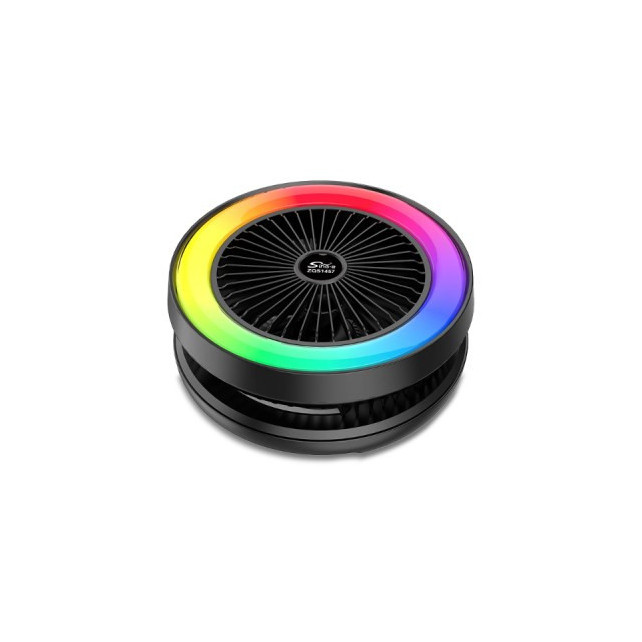 Haut-Parleur portable d'extérieur avec ventilateur, Mini enceinte (Baflle) Bluetooth à lumière colorée et à danse carrée
