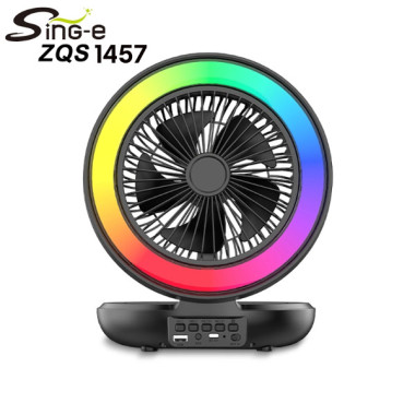Haut-Parleur portable d'extérieur avec ventilateur, Mini enceinte (Baflle) Bluetooth à lumière colorée et à danse carrée