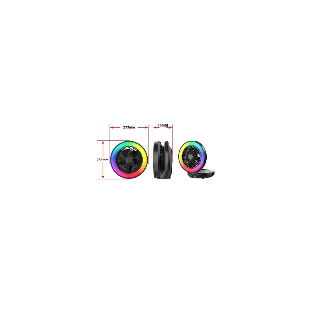 Haut-Parleur portable d'extérieur avec ventilateur, Mini enceinte (Baflle) Bluetooth à lumière colorée et à danse carrée
