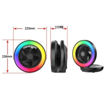 Haut-Parleur portable d'extérieur avec ventilateur, Mini enceinte (Baflle) Bluetooth à lumière colorée et à danse carrée