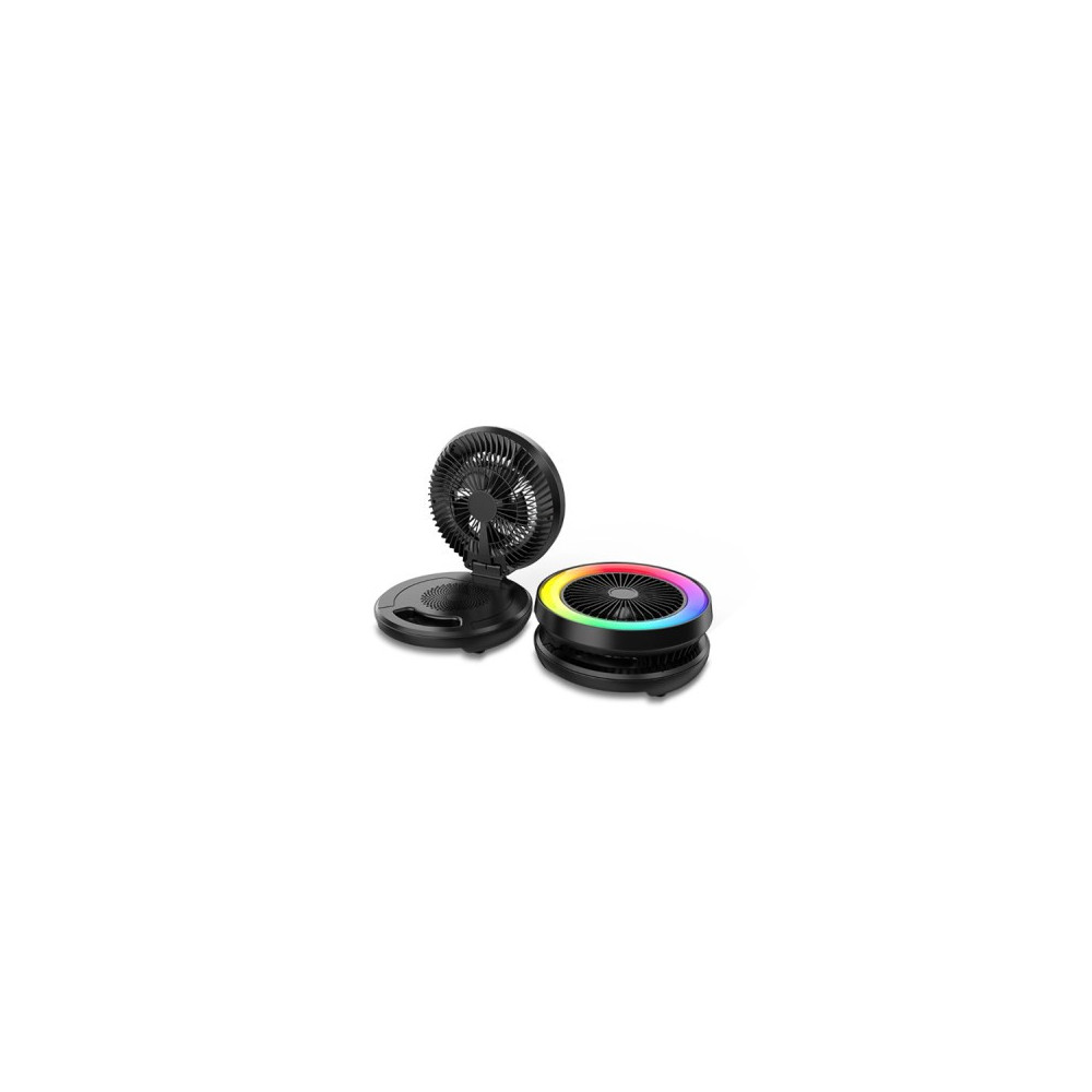 Haut-Parleur portable d'extérieur avec ventilateur, Mini enceinte (Baflle) Bluetooth à lumière colorée et à danse carrée