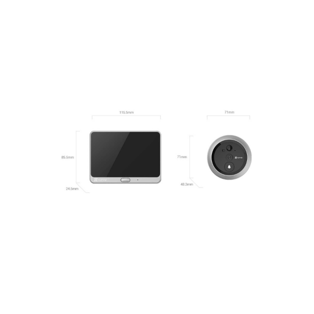Sonnette à judas sans fil, Wi-Fi, vidéo Full HD, Ecran couleur 4,3", batterie