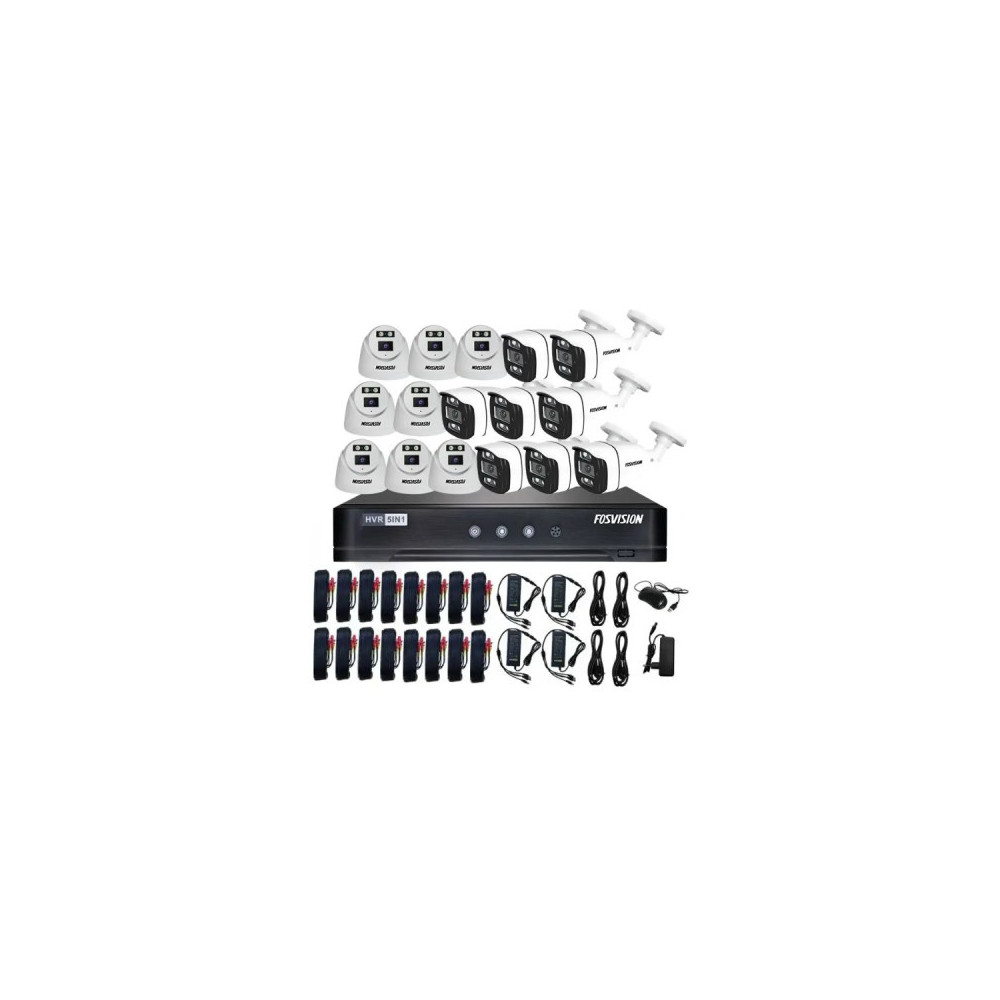 Fosvision DVR système de sécurité domestique, caméra de vidéosurveillance Ahd 1080p Ahd Kit 16 canaux Vision nocturne