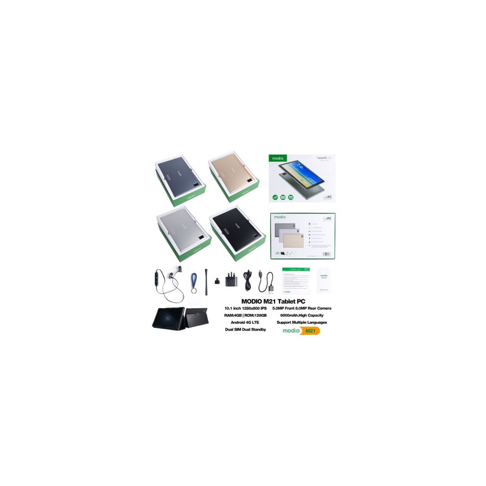 Tablette Modio M21 2 Sim 4G + Wifi 4Gb Ram / 128Gb Memoire 10 Pouces