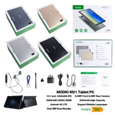 Tablette Modio M21 2 Sim 4G + Wifi 4Gb Ram / 128Gb Memoire 10 Pouces