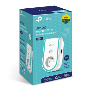 Répéteur de signal WiFi AC1200 Mbps Dual-Band (N300 + AC867) avec port Fast Ethernet et prise intégrée