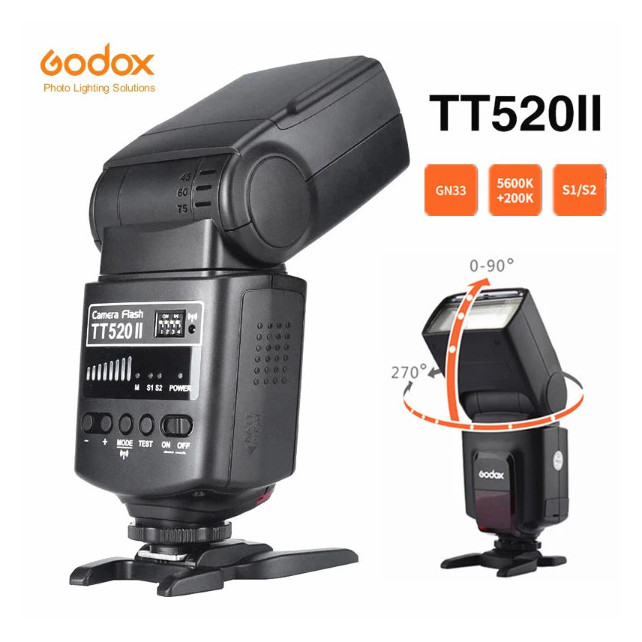 Flash Godox TT520 II avec Signal sans fil intégré 433MHz + déclencheur de Flash, pour appareils photo DSLR Canon, Nikon