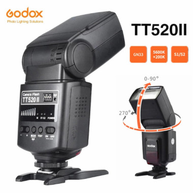 Flash Godox TT520 II avec Signal sans fil intégré 433MHz + déclencheur de Flash, pour appareils photo DSLR Canon, Nikon