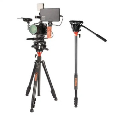 Monopode / Trépied caméra professionnel en aluminium avec tête fluide Q5S