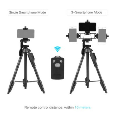 Trépied Téléphone Multifonctionnel Avec 3 Supports de Téléphone