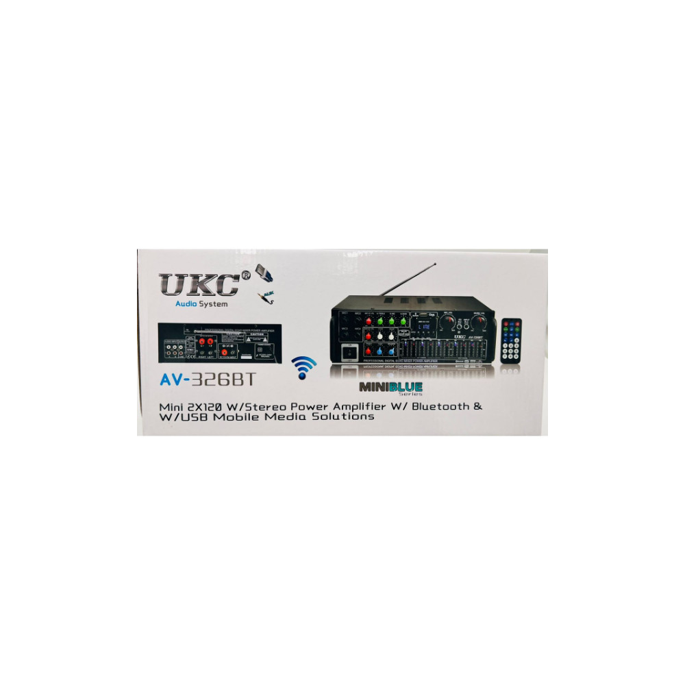 Amplificateur de son puissant pour haut-parleurs UKC AV-326BT Karaoké Bluetooth avec 4 Ports microphones