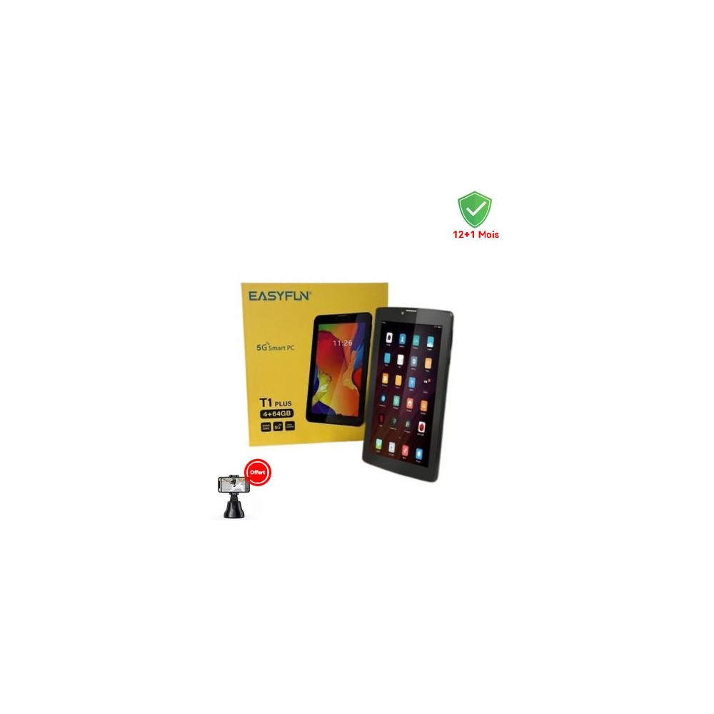 Easyfun Tablette T1 plus - Ecran 7" - 5G - RAM 4Go - ROM 64Go - Caméra 5MP - Noir