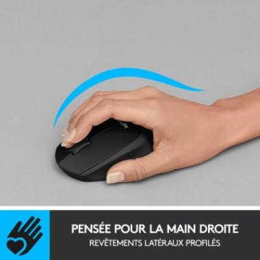 Souris sans fil - droitier - capteur optique 1000 dpi - 3 boutons
