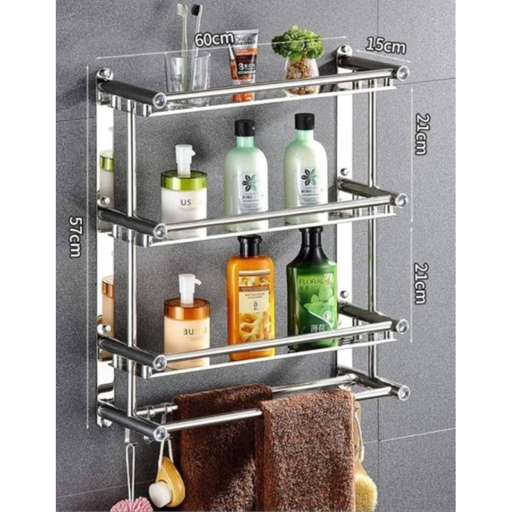 Étagère à serviettes et accessoire murale pour salle de bain- 4 niveaux