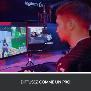 Webcam Full HD 1080p avec deux microphones omnidirectionnels et trépied