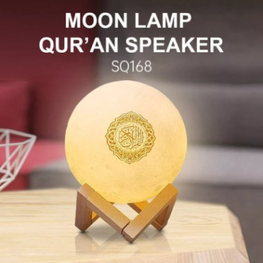 Lampe de lumière blanche en forme de la lune et Haut-parleur du Coran